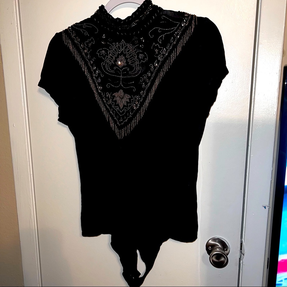 Haute hippie through the looking  glass embellished bodysuit